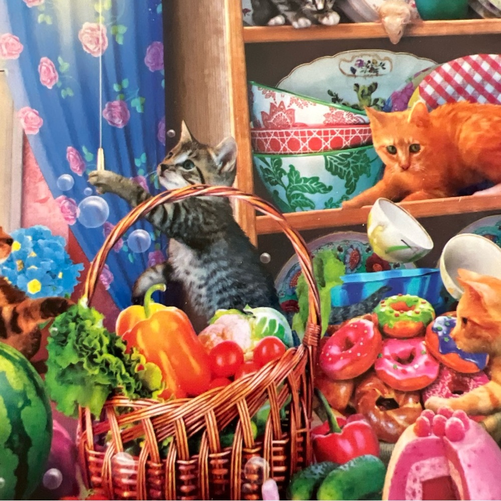 Ceaco Jigsaw Puzzle PAWS GONE WILD Playful Cats n Kitchen Kittens 550 Pc 24 x 18 - Picture 6 of 12